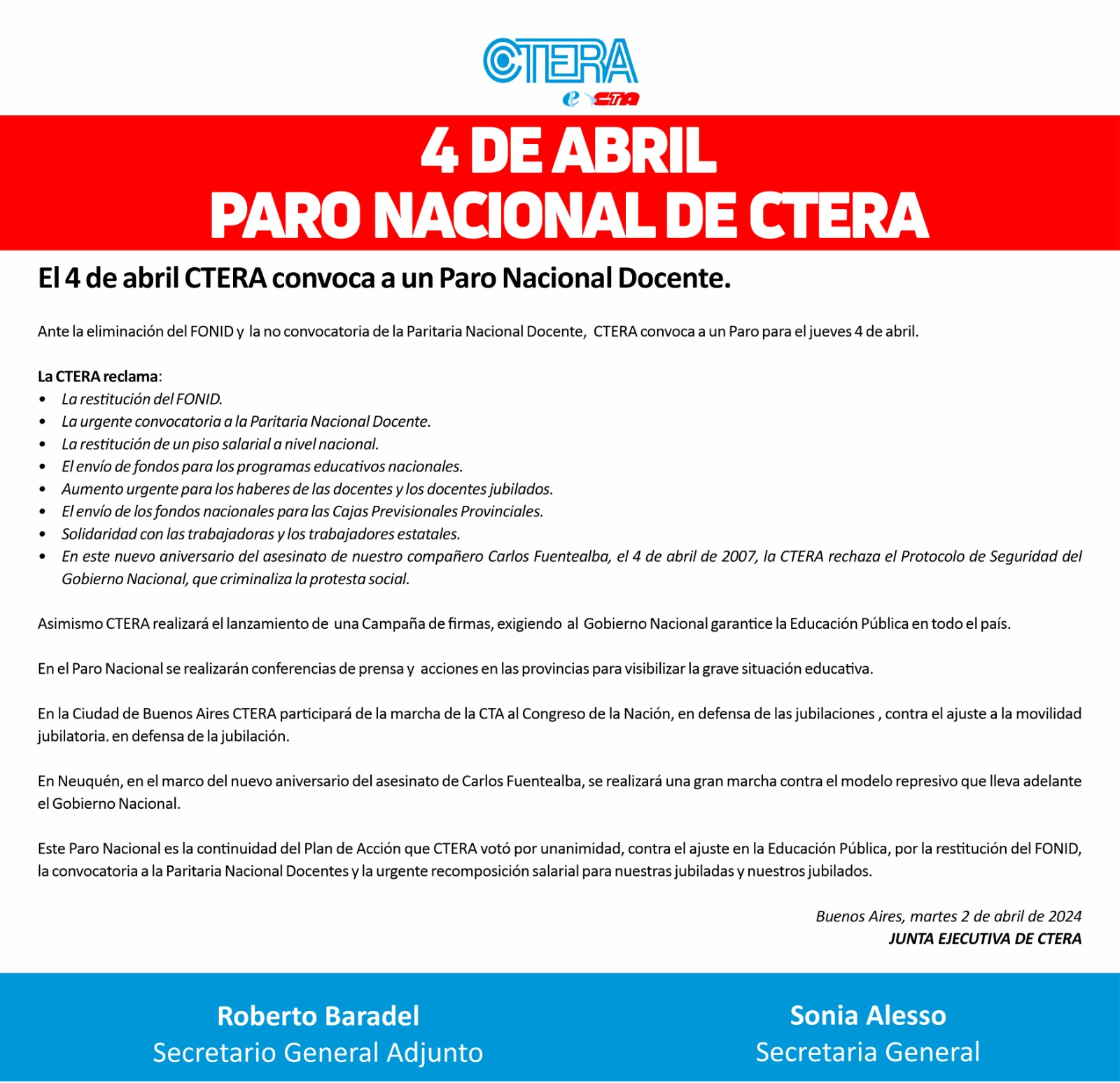 comunicado ctera